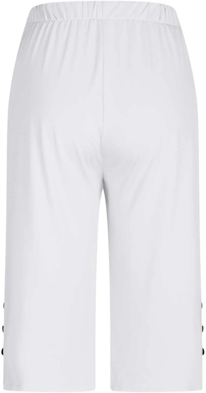 Oplxuo Capri Pants for Women Casual Summer Dressy Pull On Stretch High Waisted Buttons Slit Bottom Crop Work Leggings