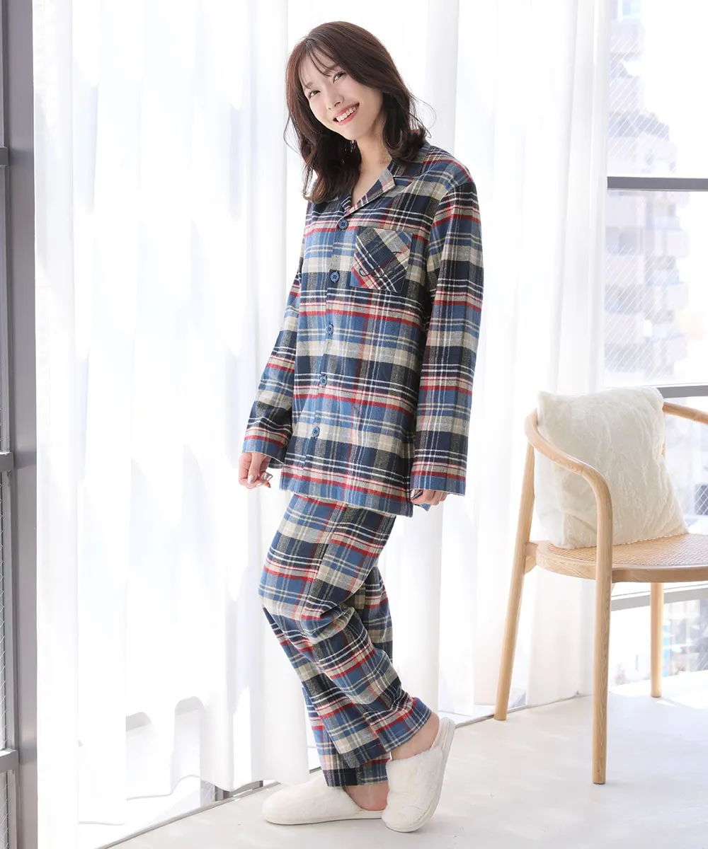 Pajamas Flannel shirt Top-Bottom Set