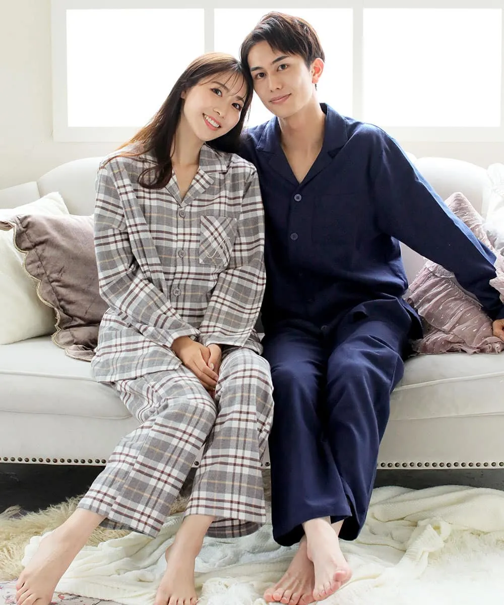Pajamas Flannel shirt Top-Bottom Set