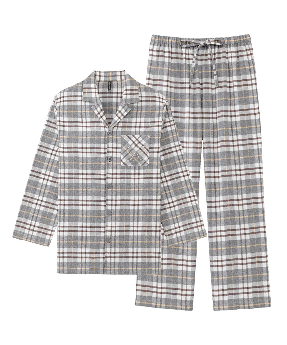 Pajamas Flannel shirt Top-Bottom Set