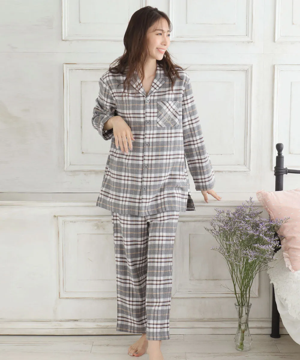 Pajamas Flannel shirt Top-Bottom Set