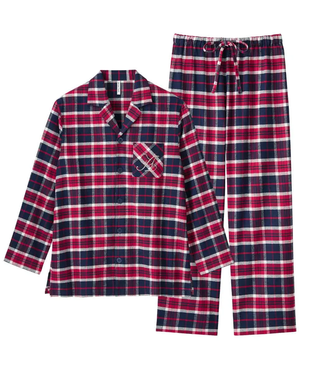 Pajamas Flannel shirt Top-Bottom Set