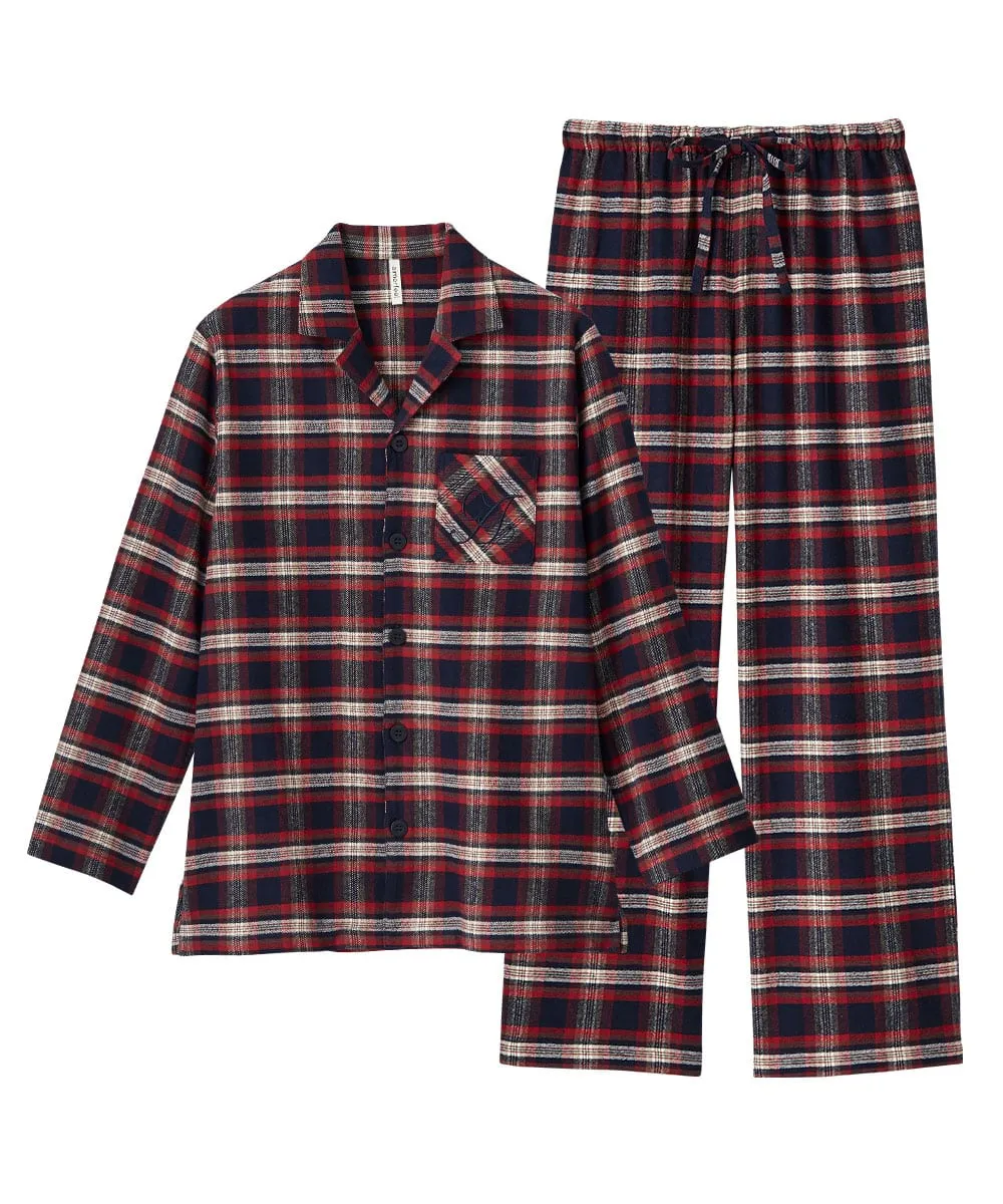Pajamas Flannel shirt Top-Bottom Set