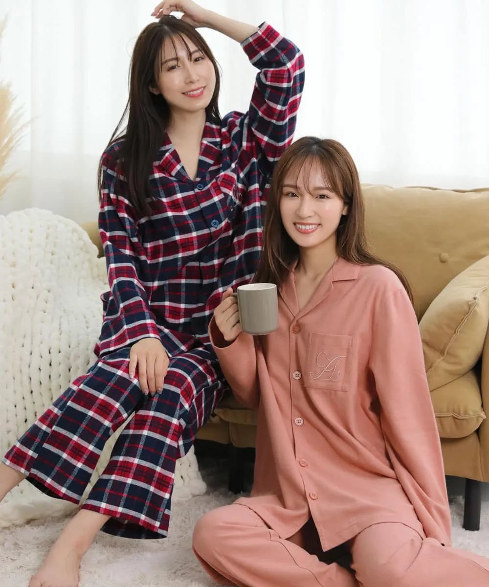 Pajamas Flannel shirt Top-Bottom Set