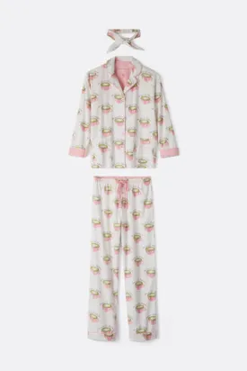 PJ SALVAGE-LOVE YOU SO MATCHA FLANNEL PJ SET-WHITE