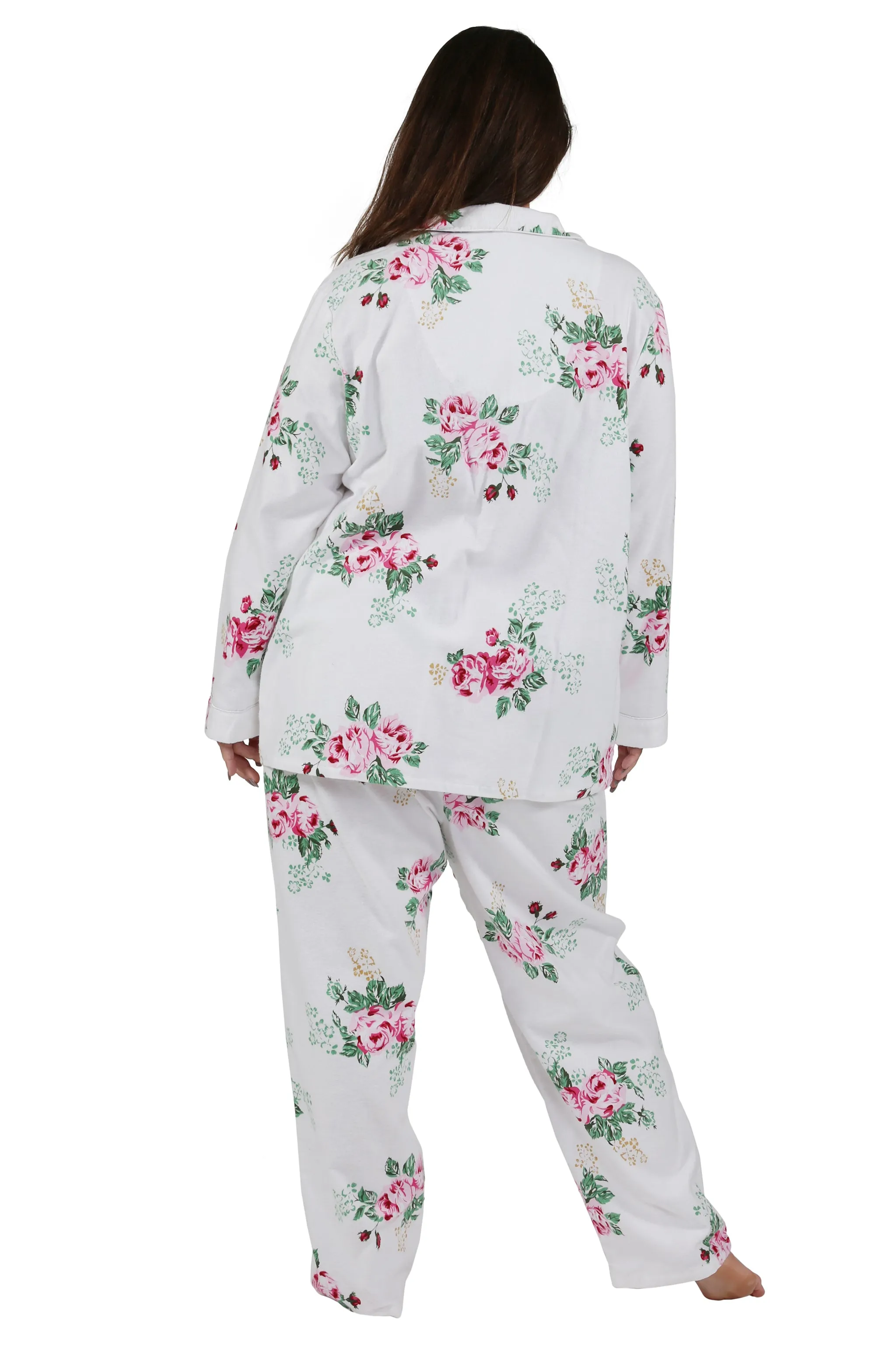 Plus Size Flannel Print Pajama Set