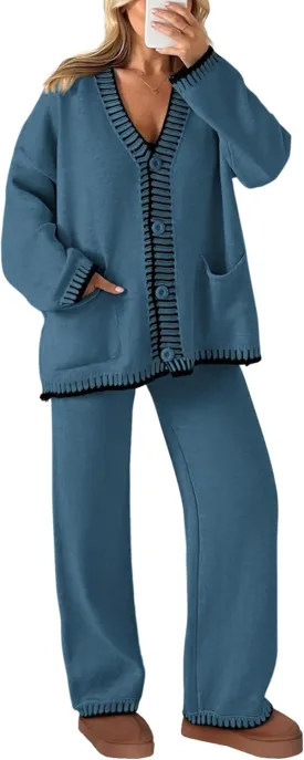 PRETTYGARDEN Women's 2 Piece Outfits Fall Knit Lounge Sets V Neck Cardigan Sweaters Wide Leg Pants Tracksuit Winter Clothing PRETTYGARDEN Women's 2 Piece Outfits Fall Knit Lounge Sets V Neck Cardigan Sweaters Wide Leg Pants Tracksuit Winter Clothing