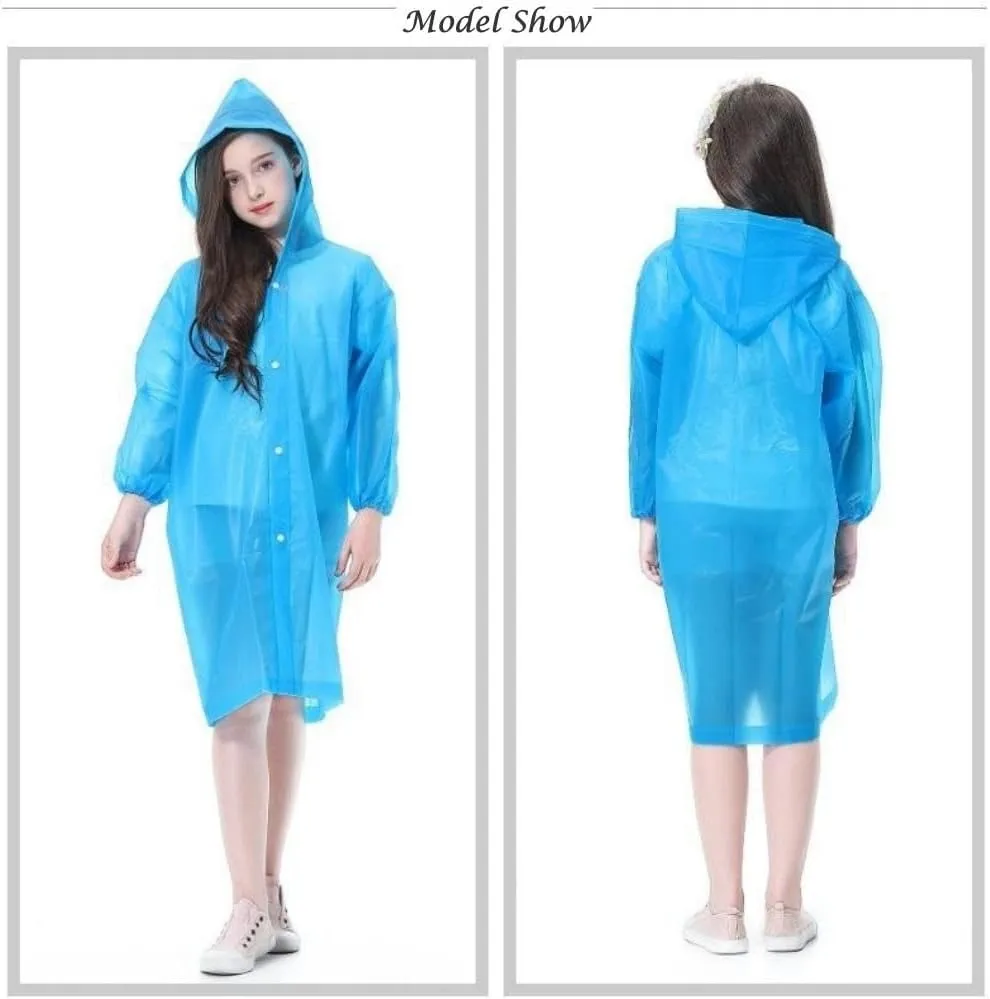 Raincoat Rain Poncho for Kids, 2-5 Pack Reusable EVA Rain Coats for 6-14 Boys Girls, Rain Jackets Gear with Hood