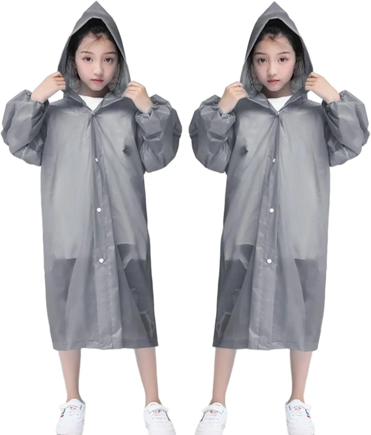 Raincoat Rain Poncho for Kids, 2-5 Pack Reusable EVA Rain Coats for 6-14 Boys Girls, Rain Jackets Gear with Hood