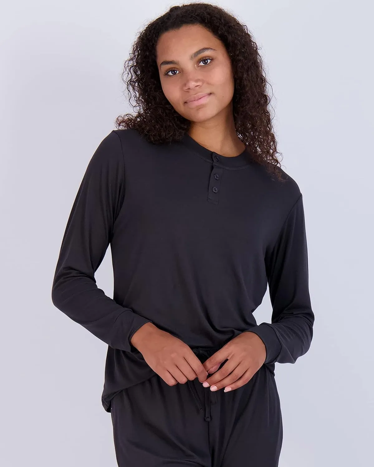 Real Essentials 2 Pack: Women's Soft Long Sleeve Sleep Set - Comfortable Lounge Pull Over Hoodie and Henley Jogger