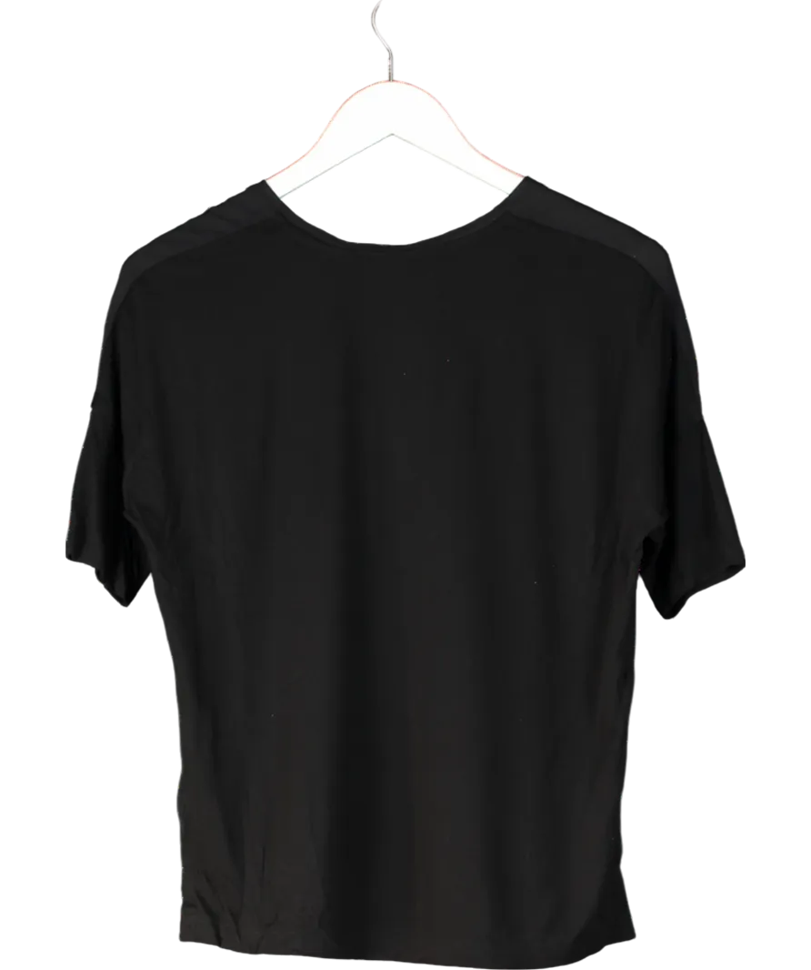 Set Black Zoey 100% Silk Button T-shirt UK 6