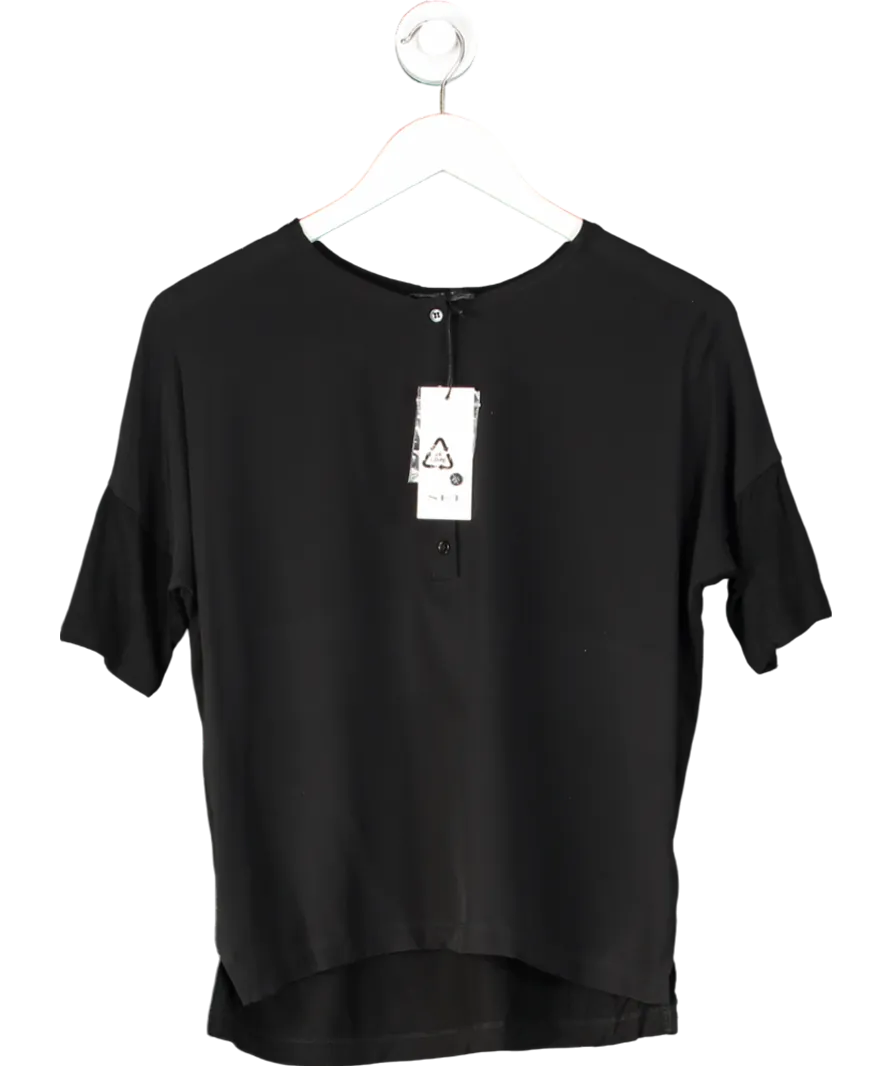 Set Black Zoey 100% Silk Button T-shirt UK 6