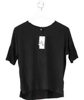 Set Black Zoey 100% Silk Button T-shirt UK 6