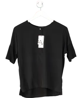 Set Black Zoey 100% Silk Button T-shirt UK 8