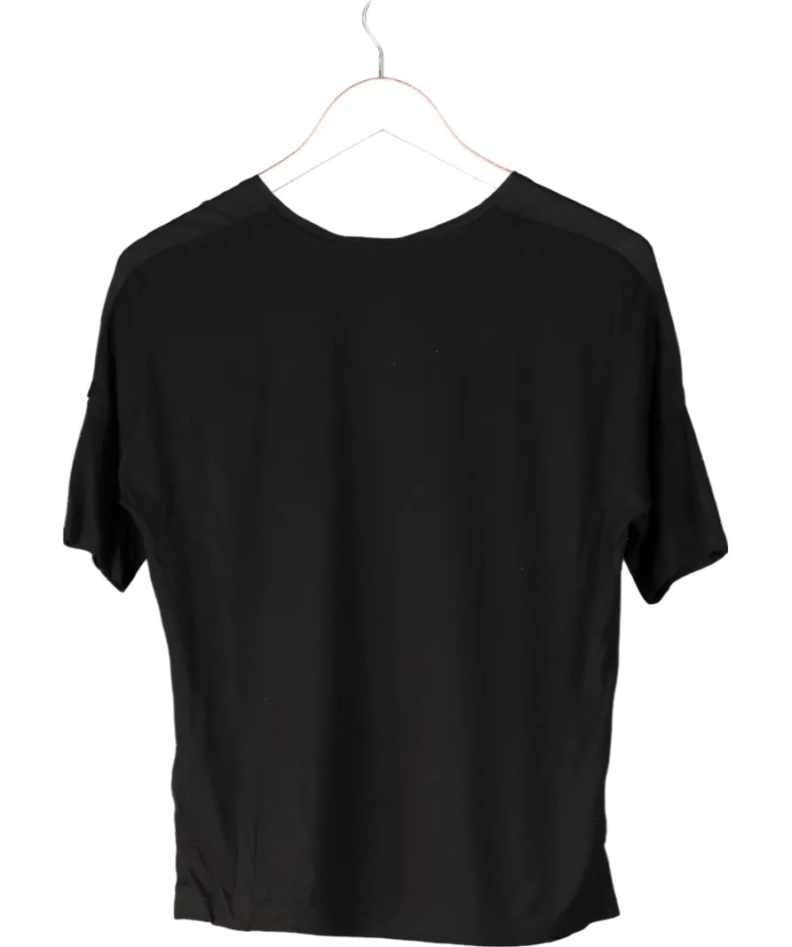 Set Black Zoey 100% Silk Button T-shirt UK 8