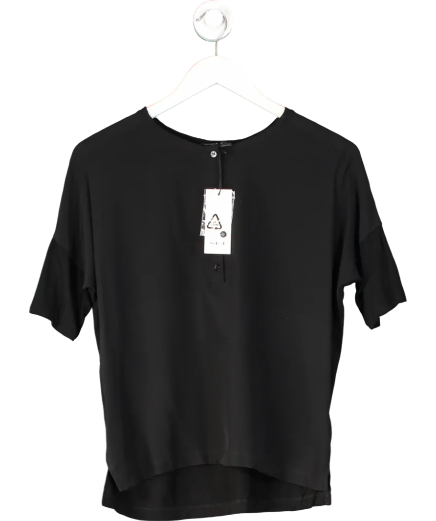 Set Black Zoey 100% Silk Button T-shirt UK 8