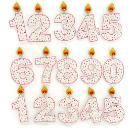 Set of 15 Birthday Candle Earrings - 15 Single Stud Earrings with Numbers 0-9 & Extra 1-5, Pink Outline, Sprinkles, Glitter Flame