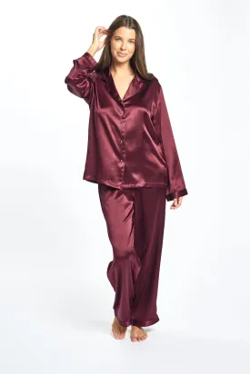 Silk Piped Pajama Set Garnett