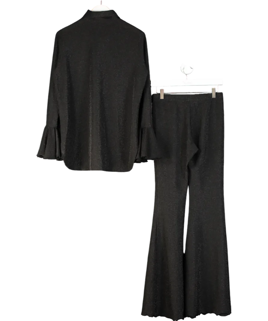 Sleeper Black Cosmos Lurex-detailing Pyjama Set UK M