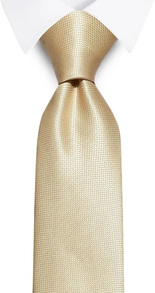 Solid Color Ties Set Men Handkerchief Cufflinks Brooch 3.15 inches Classic Formal Necktie Pocket Square Set