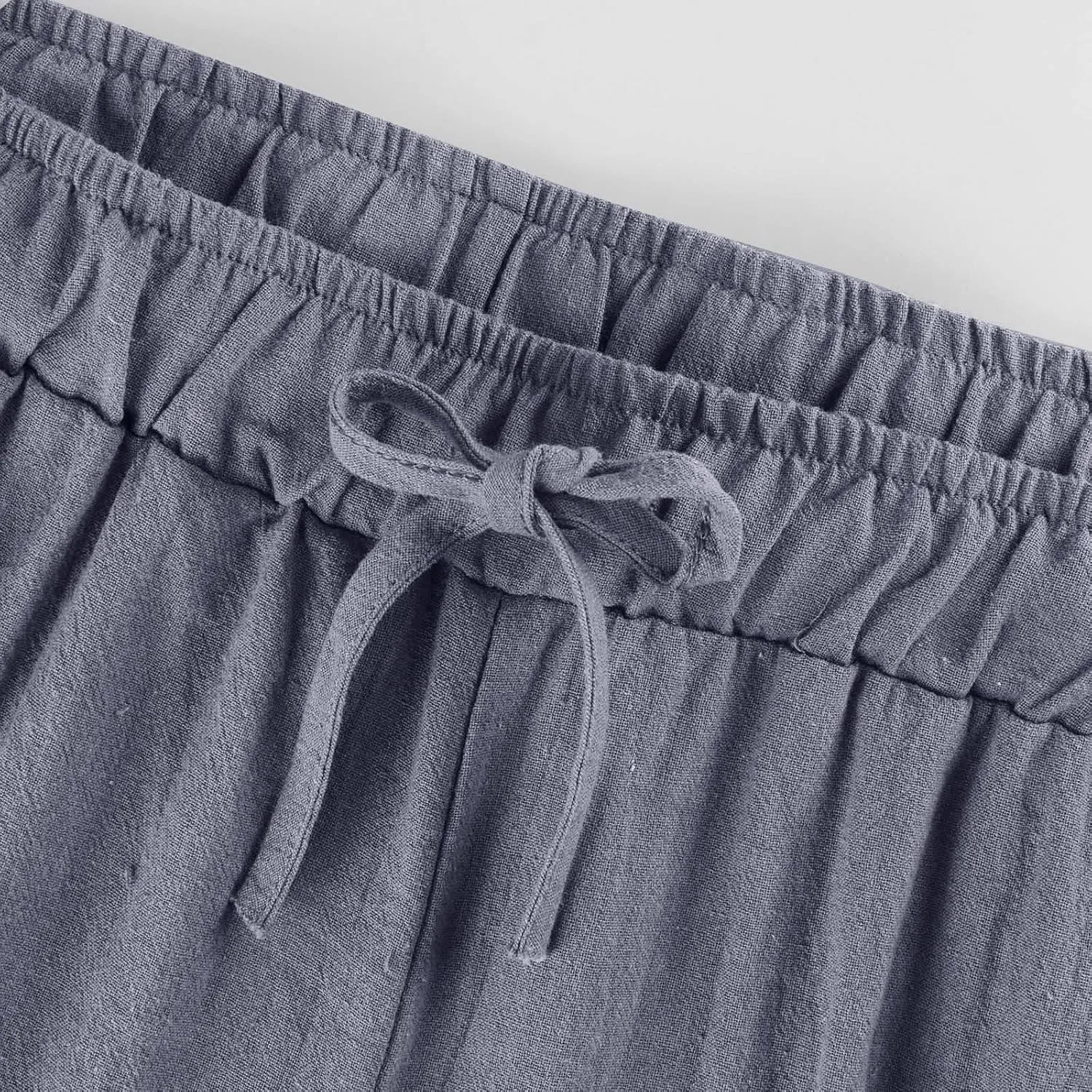 Sweatpants Women Cargo High Waisted,Pants Waist, Cotton Linen Wide Leg Trousers with Pockets Petite
