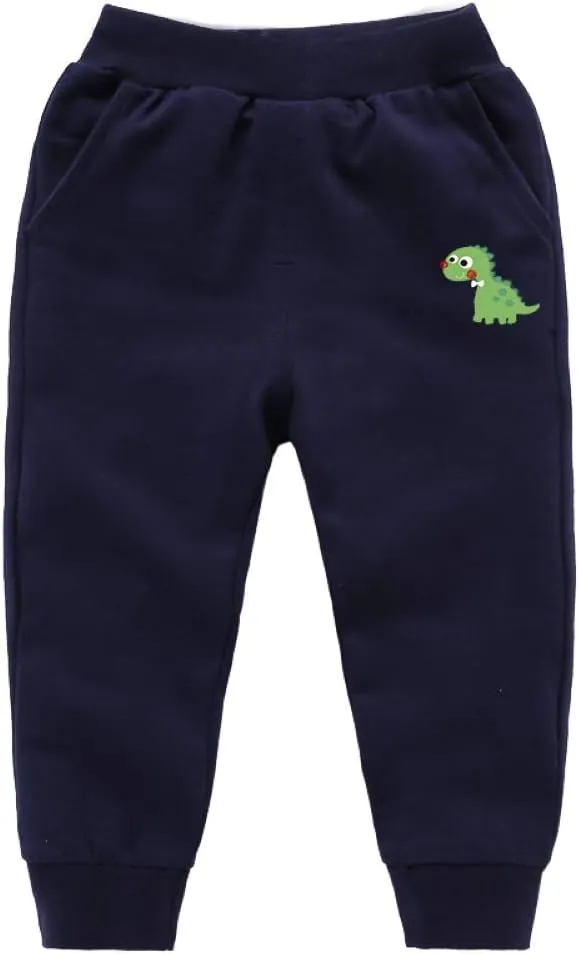 Toddler Boys Cotton Pull-On Sweat Pants, Cartoon Print Jog Sweatpants 2-Pack