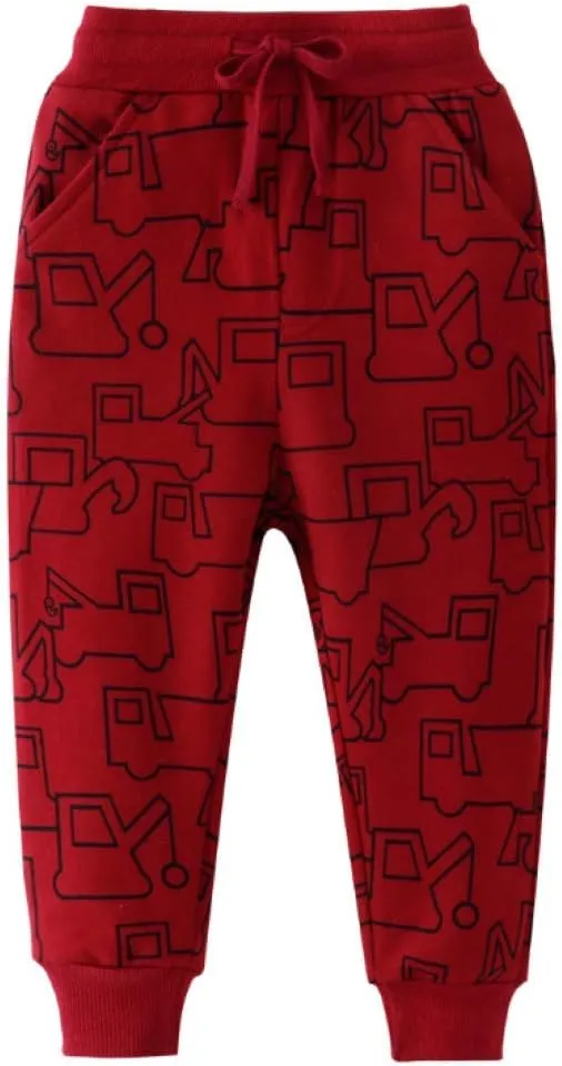 Toddler Boys Cotton Pull-On Sweat Pants, Cartoon Print Jog Sweatpants 2-Pack