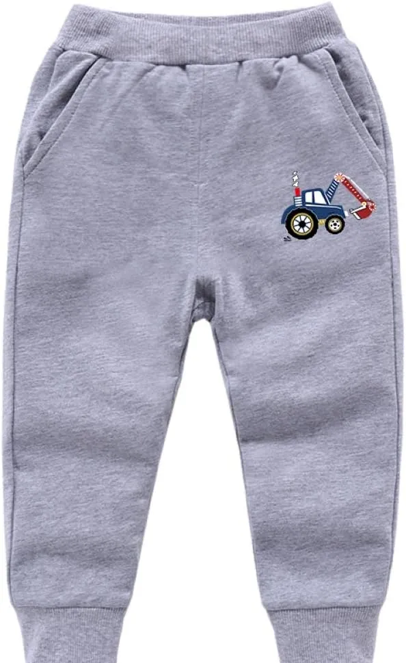 Toddler Boys Cotton Pull-On Sweat Pants, Cartoon Print Jog Sweatpants 2-Pack