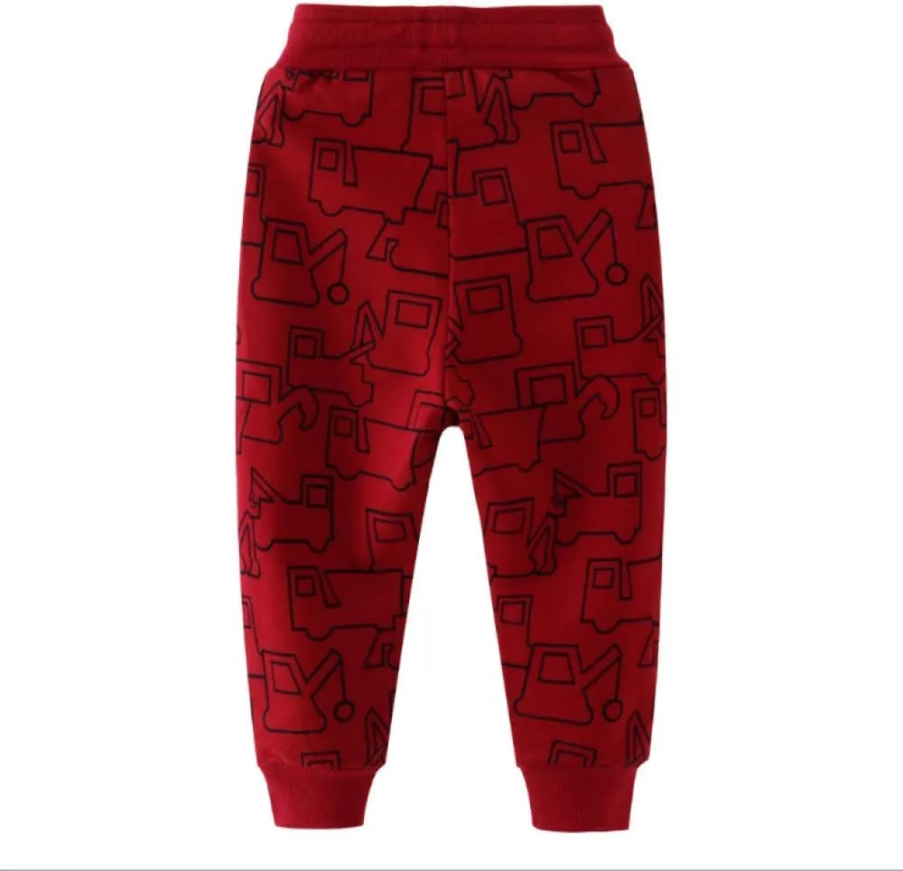 Toddler Boys Cotton Pull-On Sweat Pants, Cartoon Print Jog Sweatpants 2-Pack