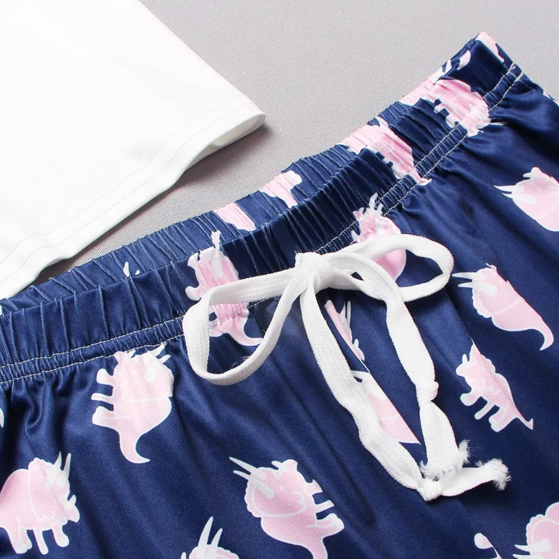 VenusFox Women's Sleepwear Cute Cartoon Print Short Set Pajamas for Women  Pajama Set Sweet Short Sleeve T Shirts & Shorts Summer Pajama