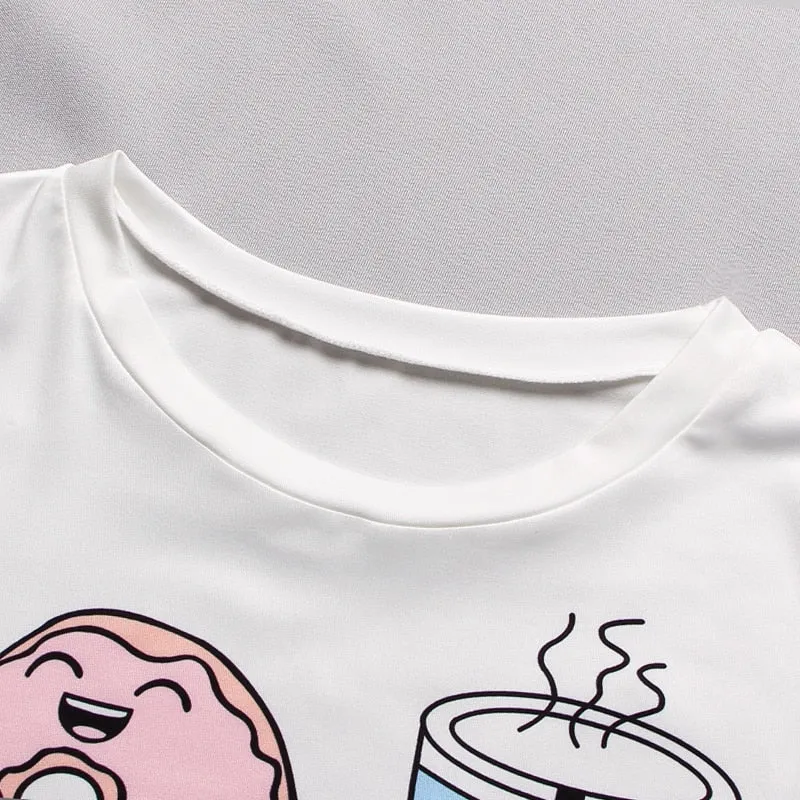 VenusFox Women's Sleepwear Cute Cartoon Print Short Set Pajamas for Women  Pajama Set Sweet Short Sleeve T Shirts & Shorts Summer Pajama