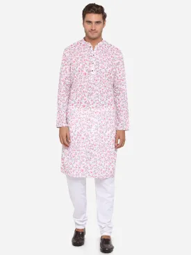White & Pink Kurta Set | Azania