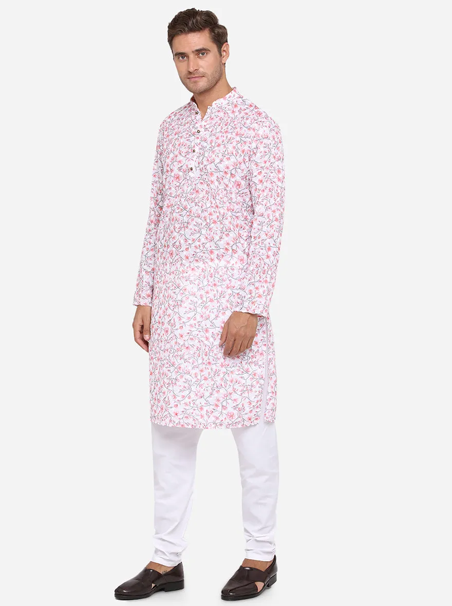 White & Pink Kurta Set | Azania