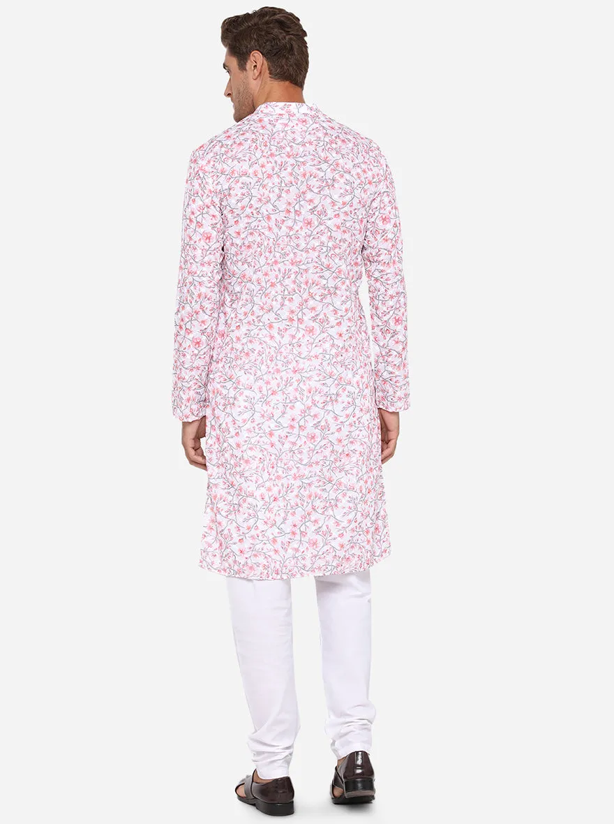 White & Pink Kurta Set | Azania