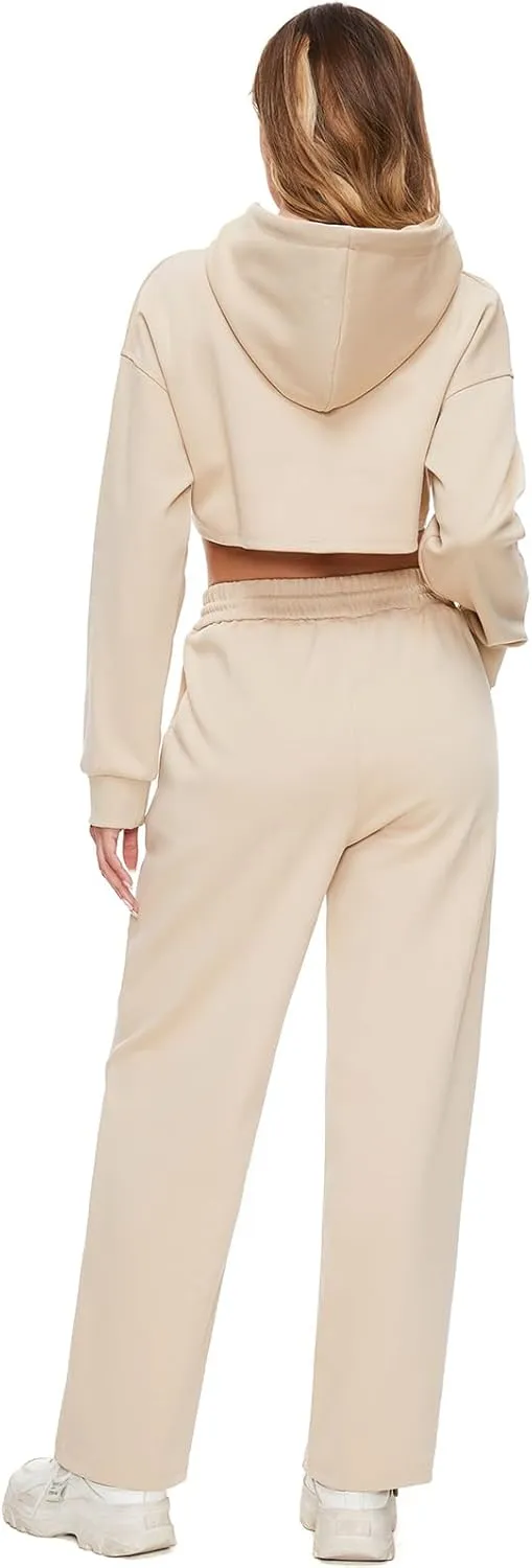 Women 2 Piece Outfits Sweatsuit Set Spring Half Zip Sweatshirts Wide Leg SweatpantvFall Loung Set Tracksuit
