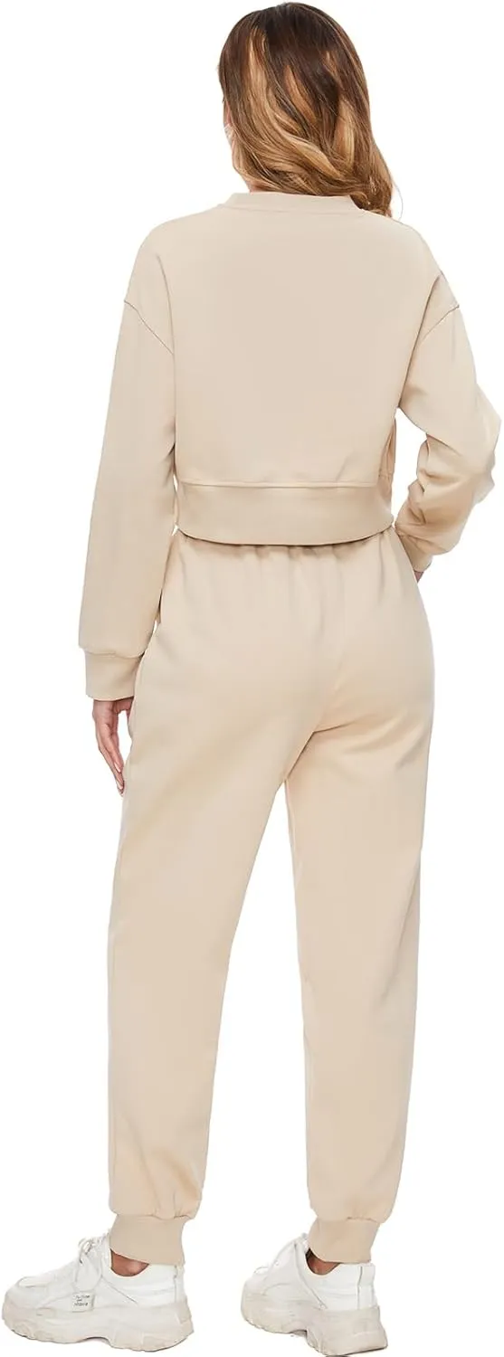 Women 2 Piece Outfits Sweatsuit Set Spring Half Zip Sweatshirts Wide Leg SweatpantvFall Loung Set Tracksuit