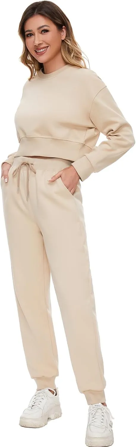 Women 2 Piece Outfits Sweatsuit Set Spring Half Zip Sweatshirts Wide Leg SweatpantvFall Loung Set Tracksuit