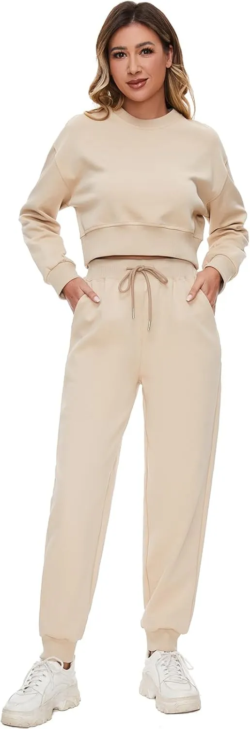 Women 2 Piece Outfits Sweatsuit Set Spring Half Zip Sweatshirts Wide Leg SweatpantvFall Loung Set Tracksuit