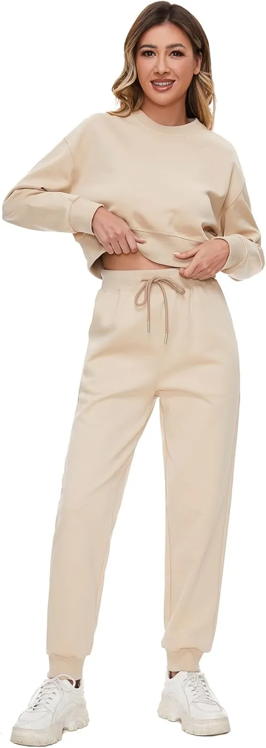 Women 2 Piece Outfits Sweatsuit Set Spring Half Zip Sweatshirts Wide Leg SweatpantvFall Loung Set Tracksuit