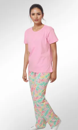 Women Pajama Set Pink Primark (T-Shirt & Pants)