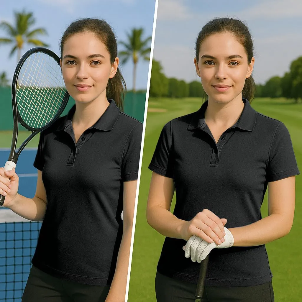 Women's Dry-Fit Golf Polo Shirts 3-Button Golf Polo's in 20 Colors XS-3XL Shirt
