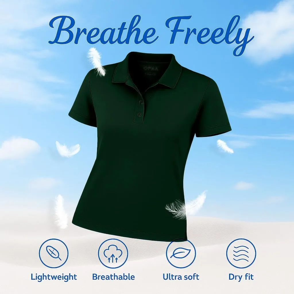 Women's Dry-Fit Golf Polo Shirts 3-Button Golf Polo's in 20 Colors XS-3XL Shirt