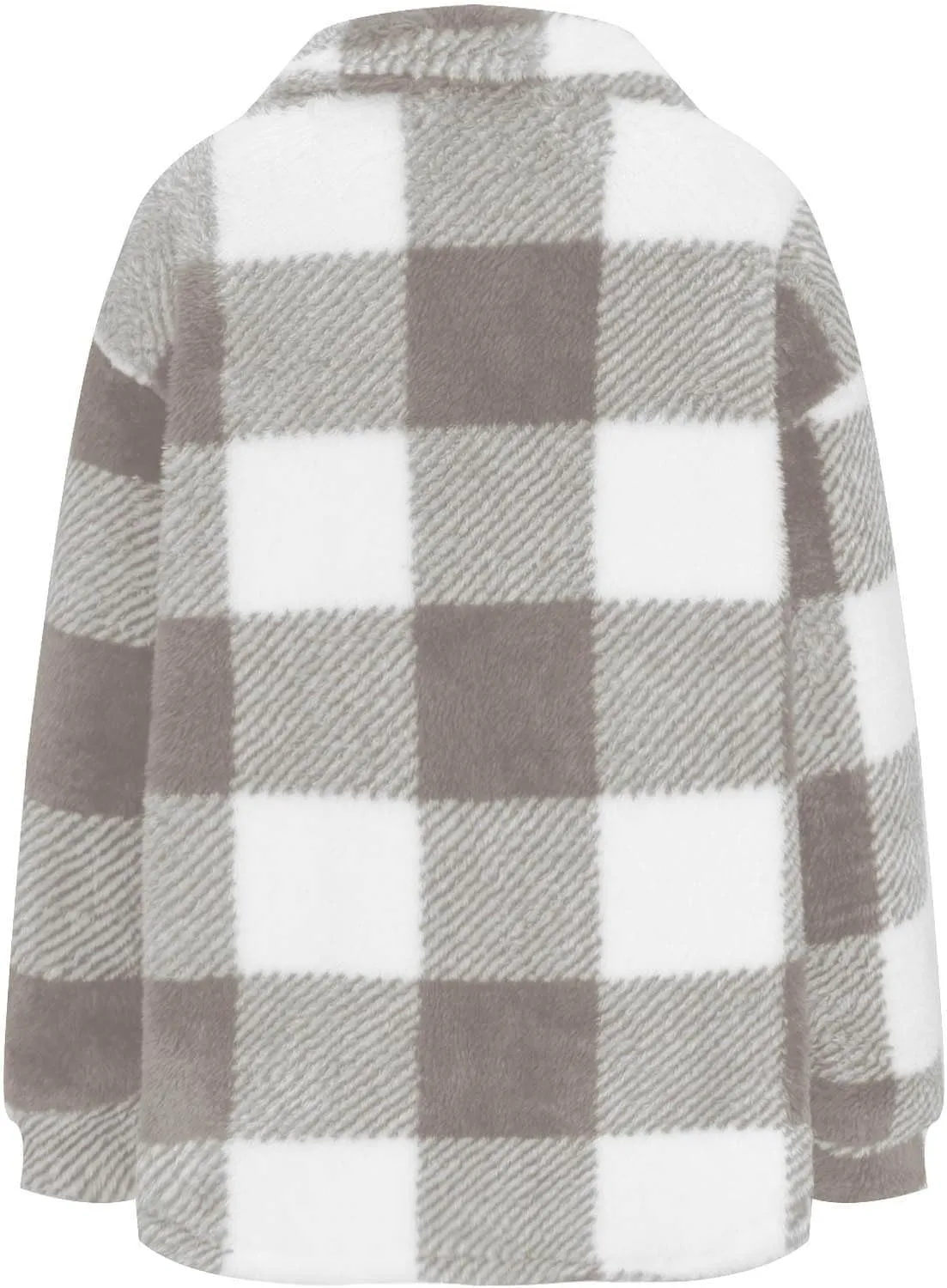 Womens Fleece Plaid Shackets Lapel Button Down Jackets Casual Long Sleeve Flannel Shirts Trendy Clothes Fall Winter