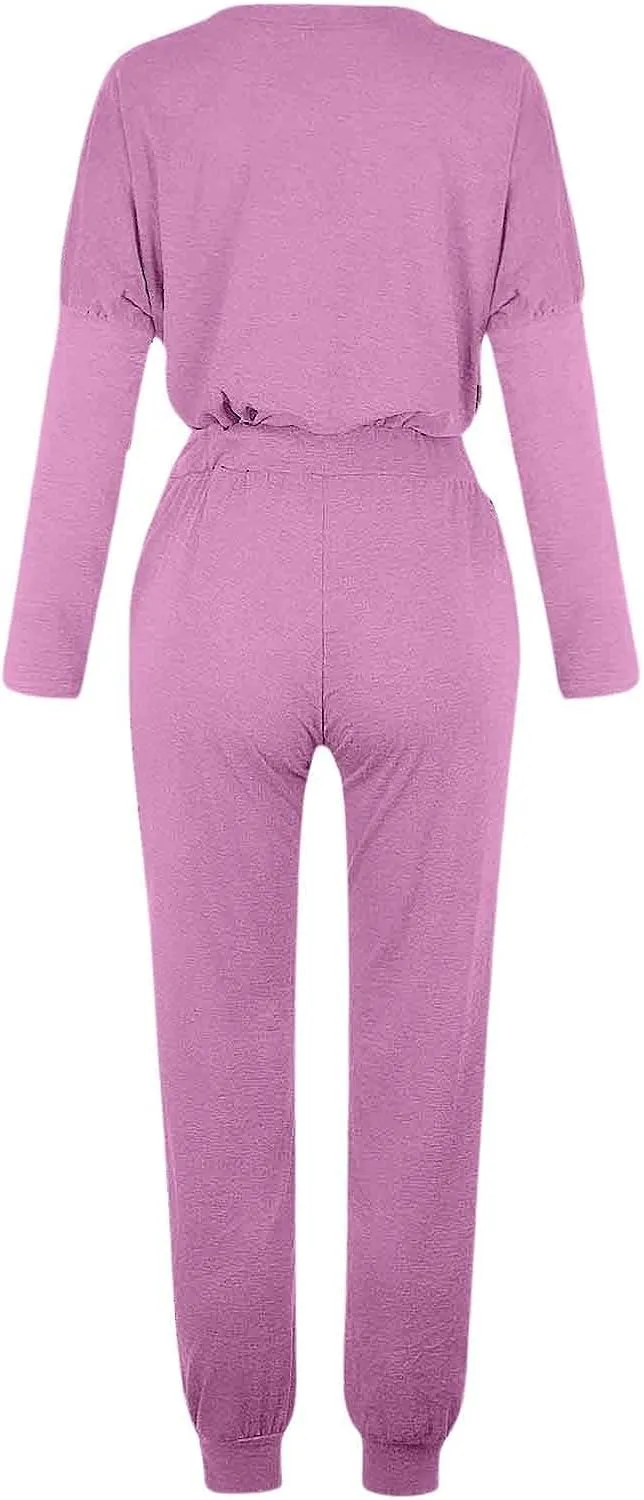 Womens Jogger Set Two Piece Lounge Set Long Sleeve Tops Jogger Sweatpants Track Sweats Suits Loungewear Pajama Sets