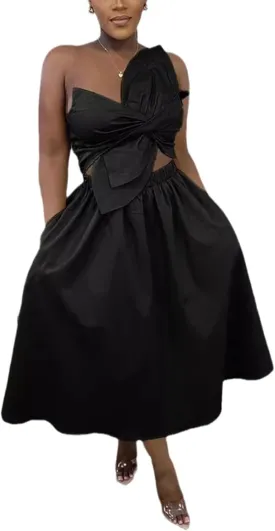 Women's Vacation Dress Sexy Cut Out Backless Floral Knot Sleeveless Pocket A Line Maxi Dress