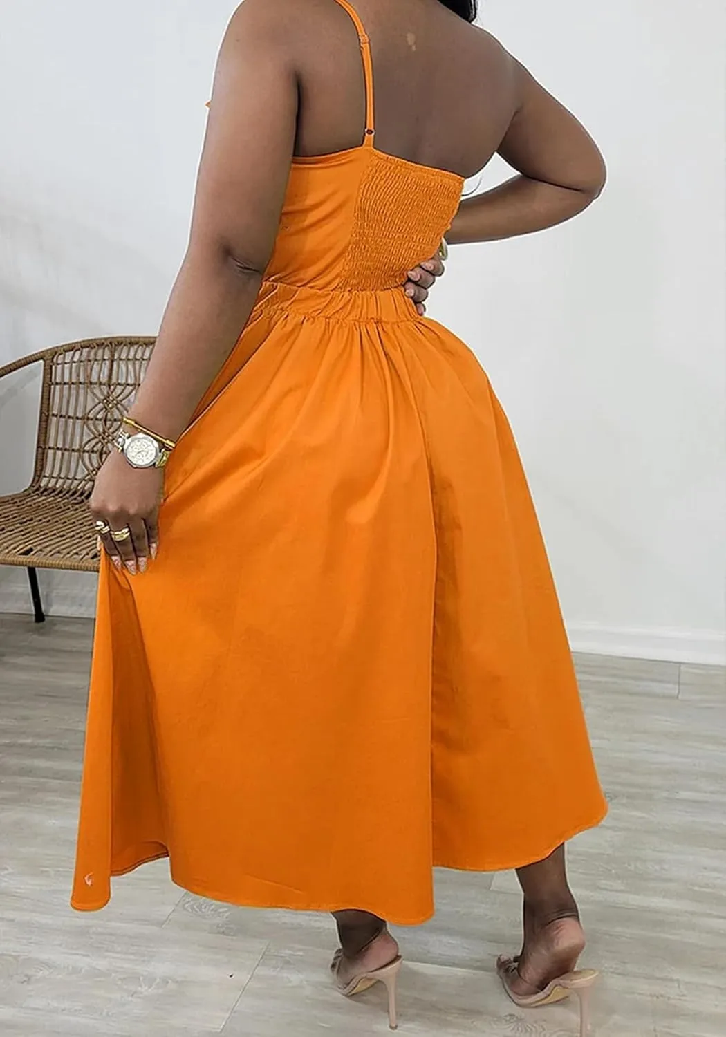 Women's Vacation Dress Sexy Cut Out Backless Floral Knot Sleeveless Pocket A Line Maxi Dress