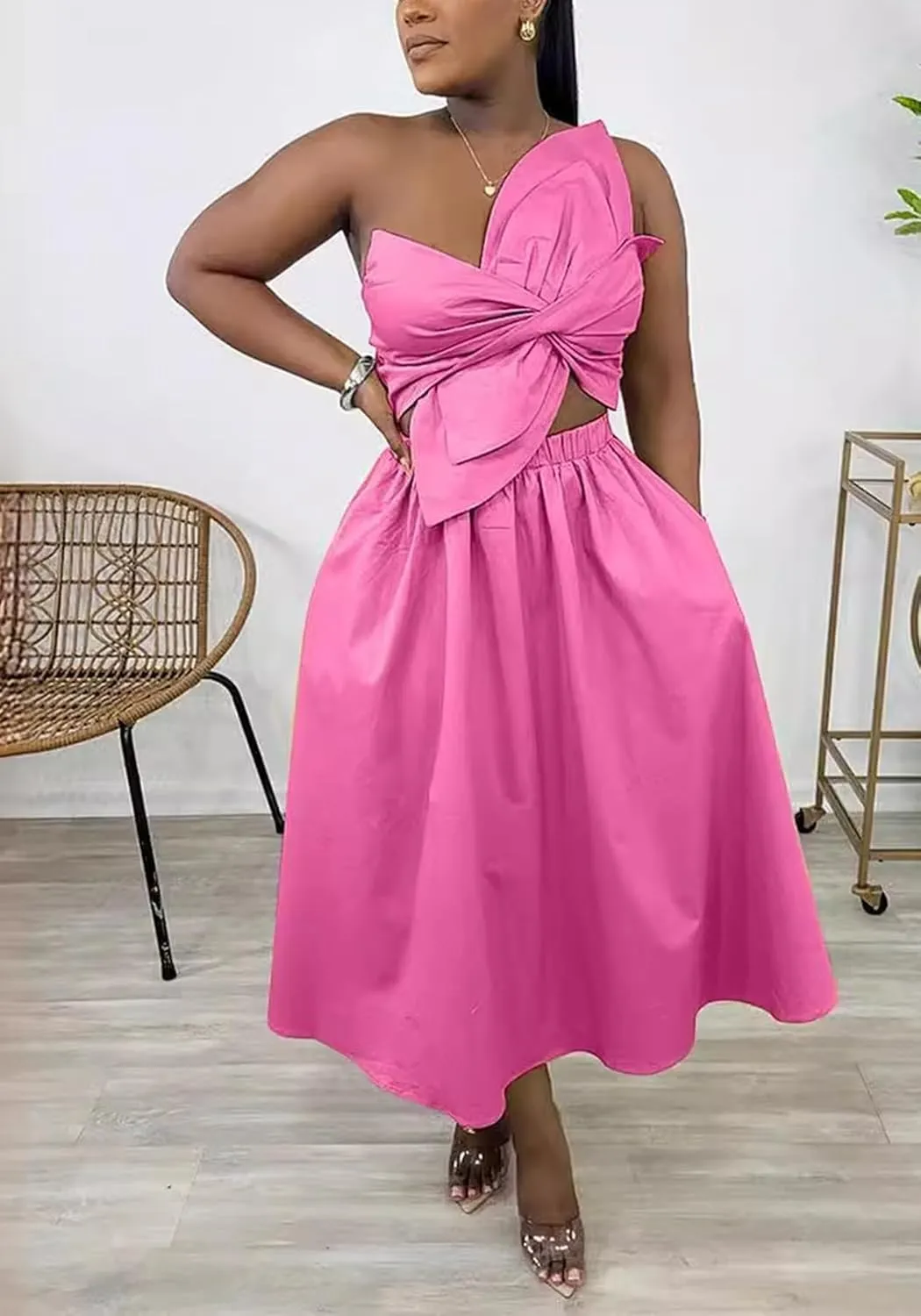 Women's Vacation Dress Sexy Cut Out Backless Floral Knot Sleeveless Pocket A Line Maxi Dress