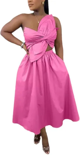 Women's Vacation Dress Sexy Cut Out Backless Floral Knot Sleeveless Pocket A Line Maxi Dress