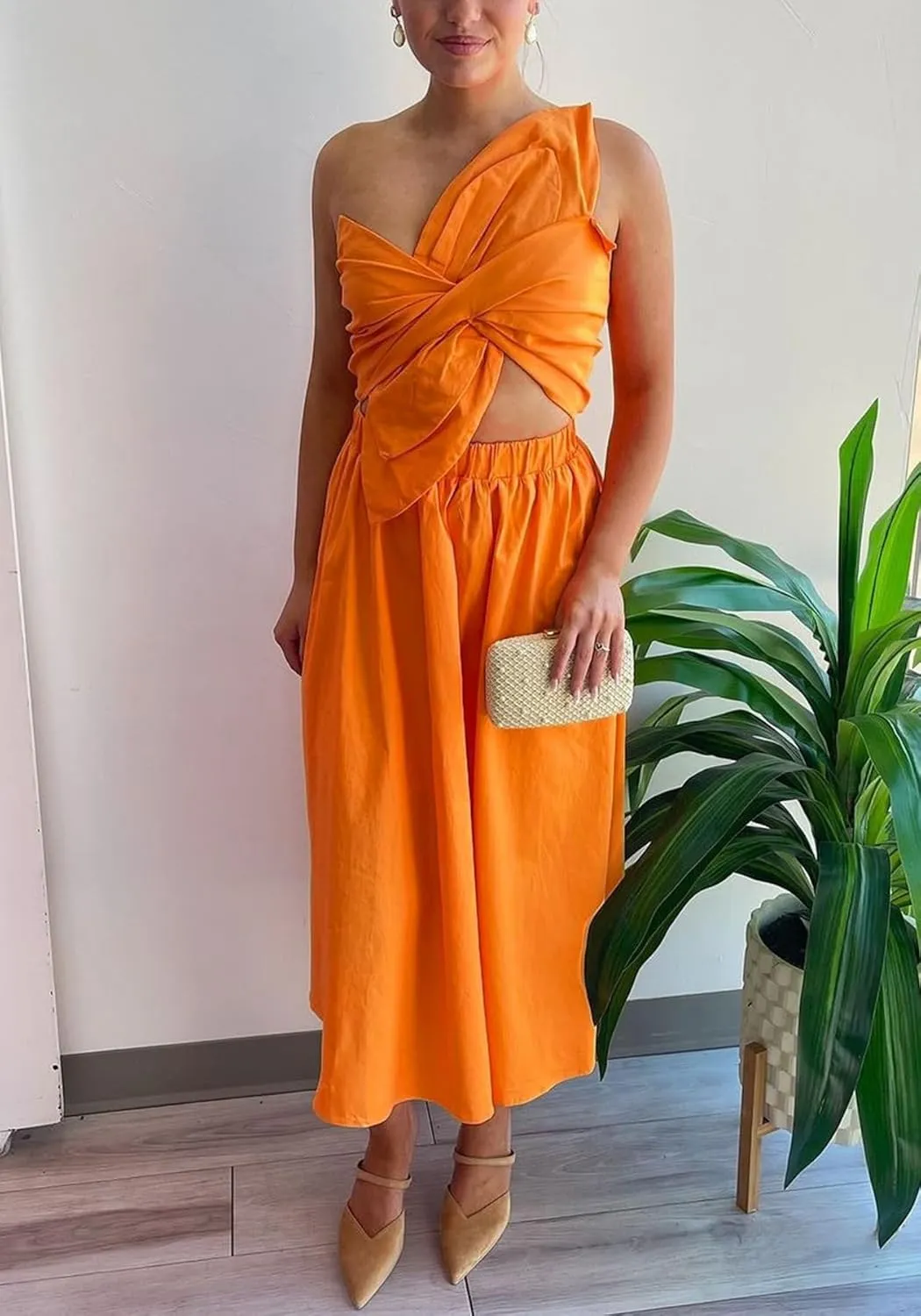 Women's Vacation Dress Sexy Cut Out Backless Floral Knot Sleeveless Pocket A Line Maxi Dress