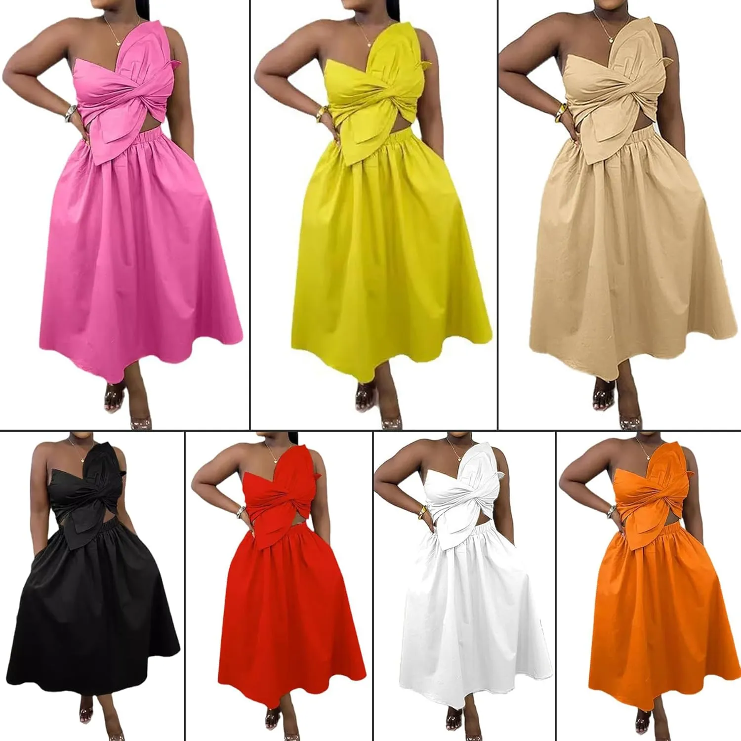 Women's Vacation Dress Sexy Cut Out Backless Floral Knot Sleeveless Pocket A Line Maxi Dress